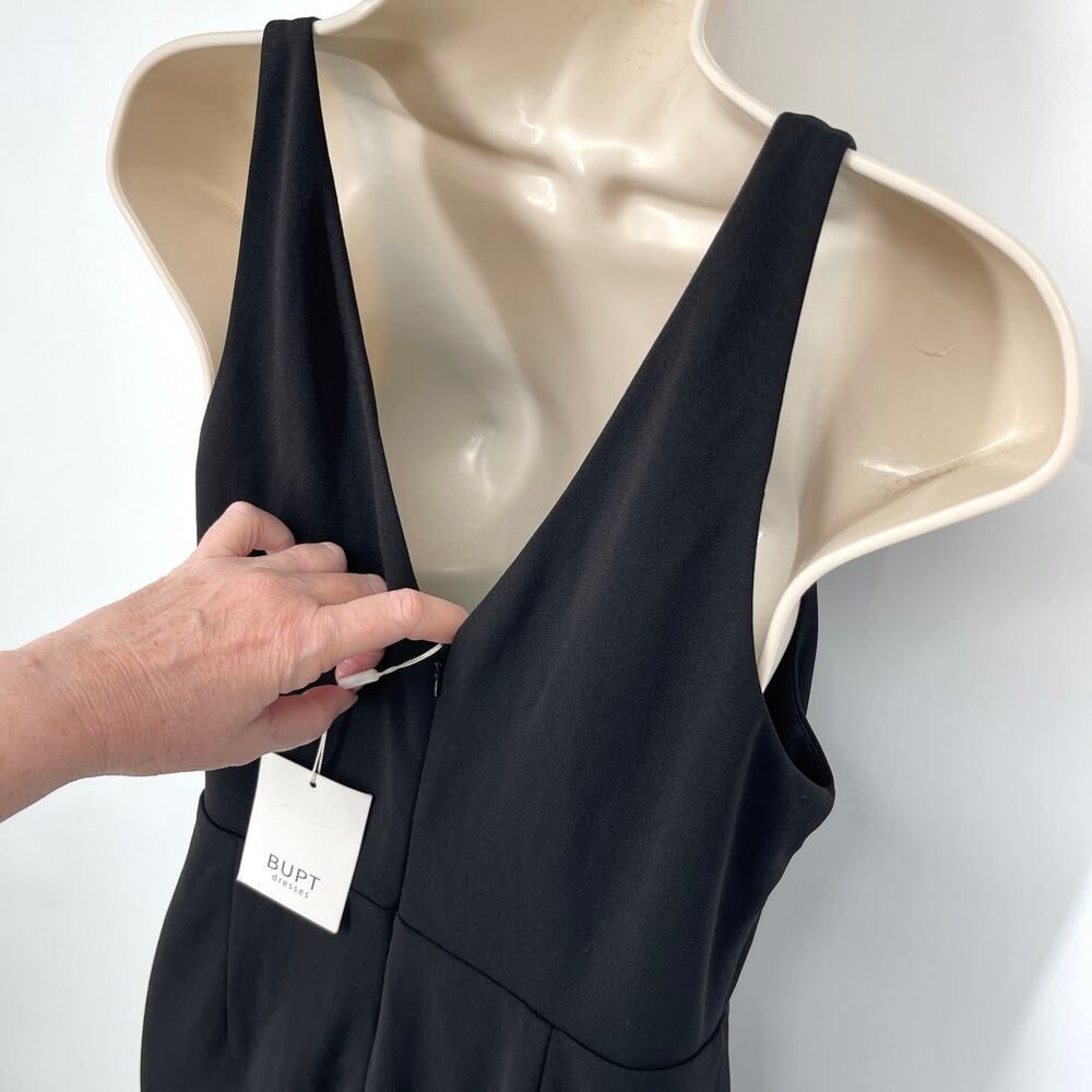 Bupt NEW V-Neck Sleeveless Maxi Dress Gown Sz M Mermaid Black Lined Prom Party - Picture 5 of 9